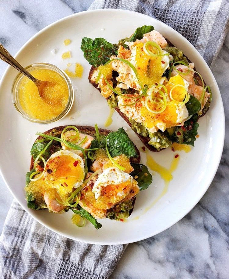 Eggs, Salmon, Avocado And Caviar Toast