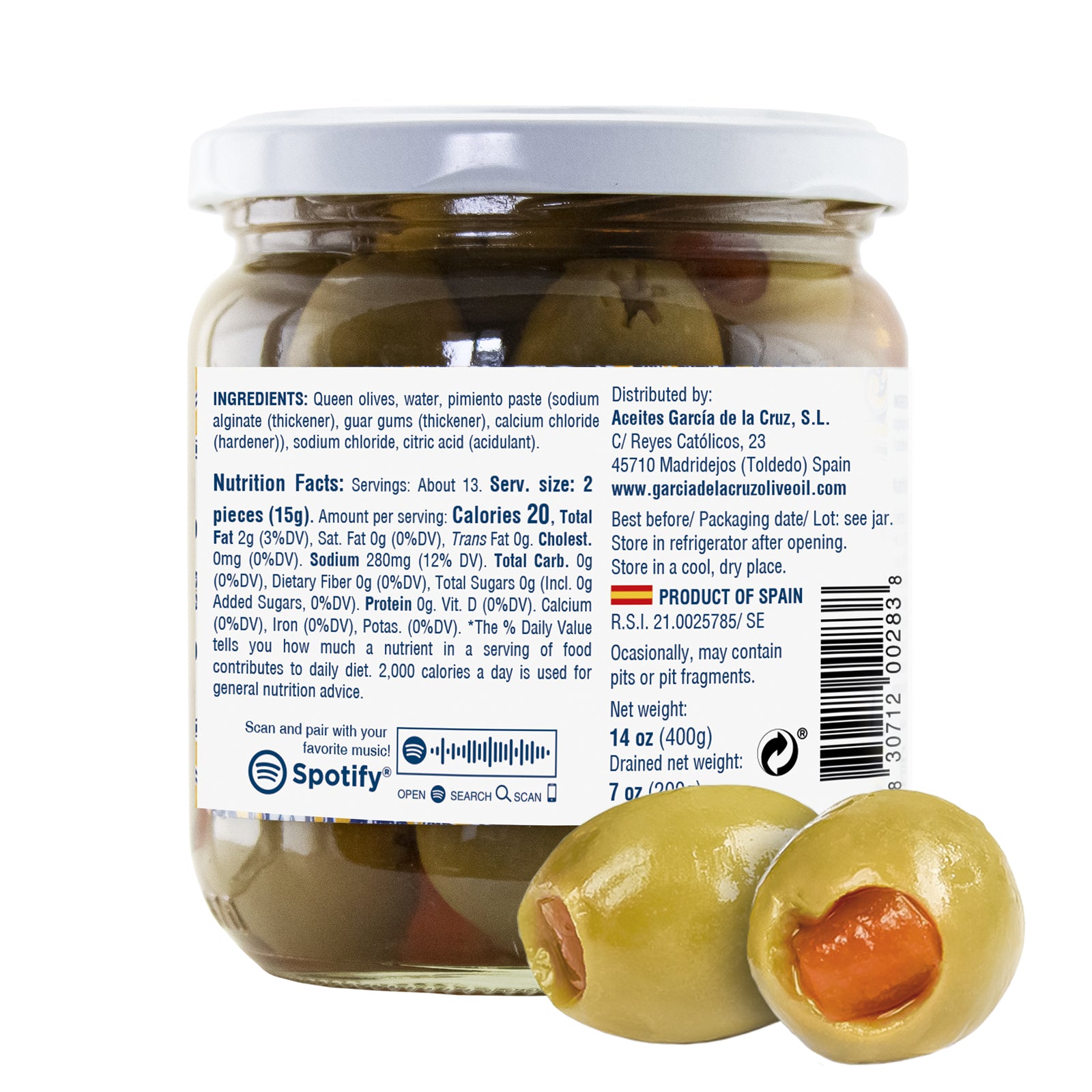 Pimiento Stuffed Olives - García de la Cruz Olive Oil
